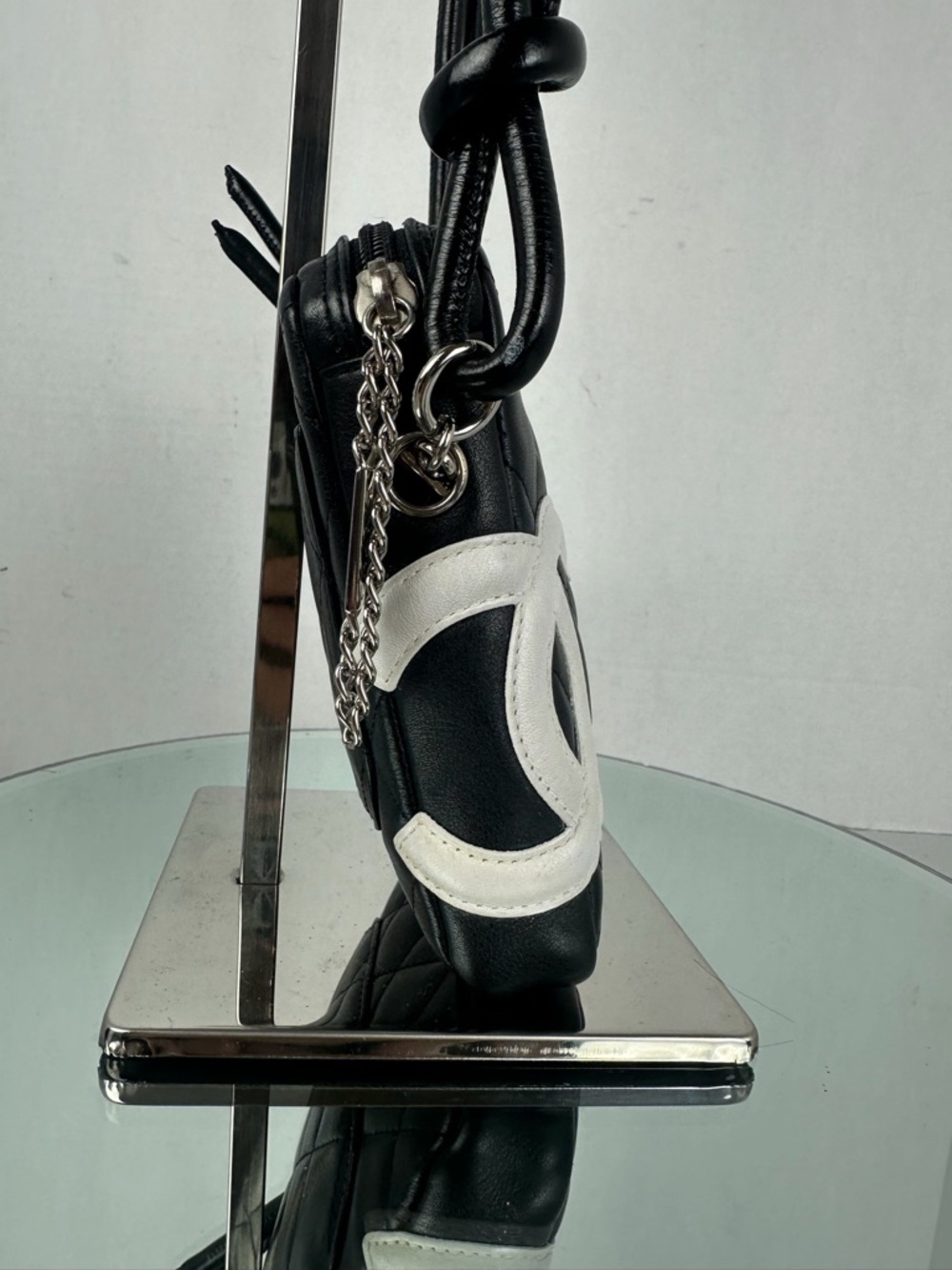 Chanel Cambon Mini Crossbody Bag Black Lambskin Quilted CC Logo Camera Bag - Picture 4 of 10